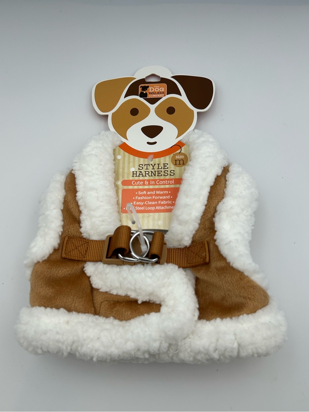*New* Elite Pet & Co. Inc. The Dog Walker Company Tan/Sherpa Medium Harness - Picture 2 of 6